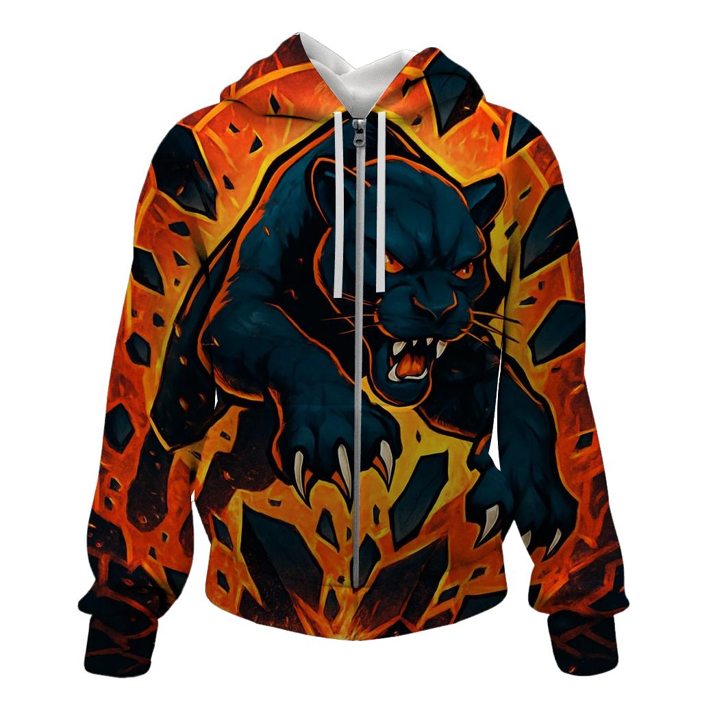 Volcanic Glass Panther Cat zip-up hoodies
