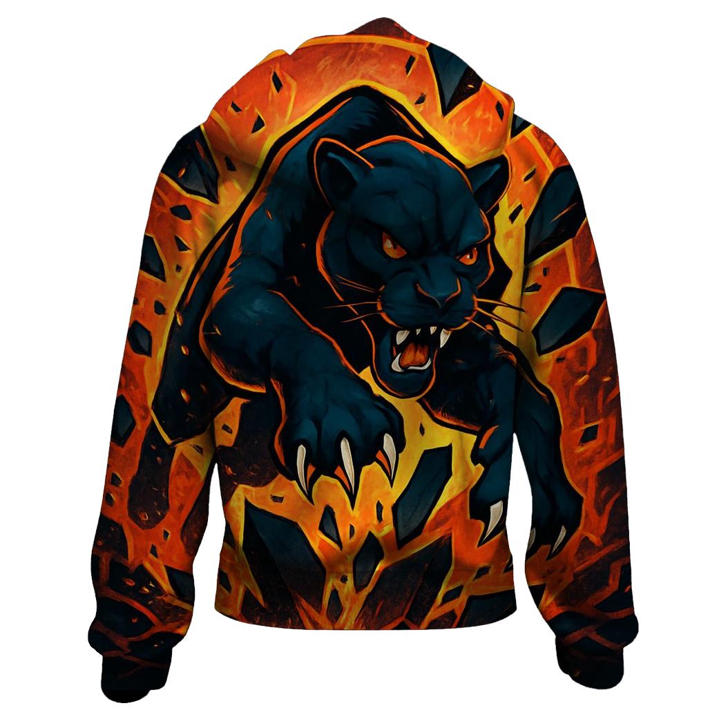 Volcanic Glass Panther Cat zip-up hoodies