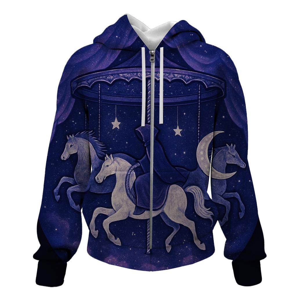 Moon Phase Carousel Rider embroidered hoodies