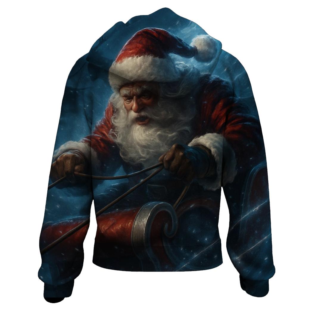 Sleigh Dive Through Snowstorm zip-up hoodies