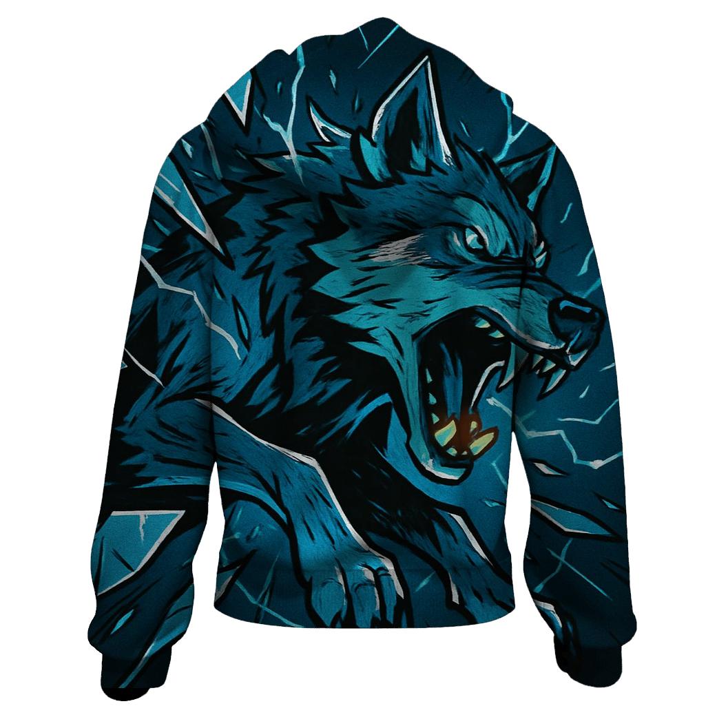 Shattered Glass Storm Wolf zip-up hoodies