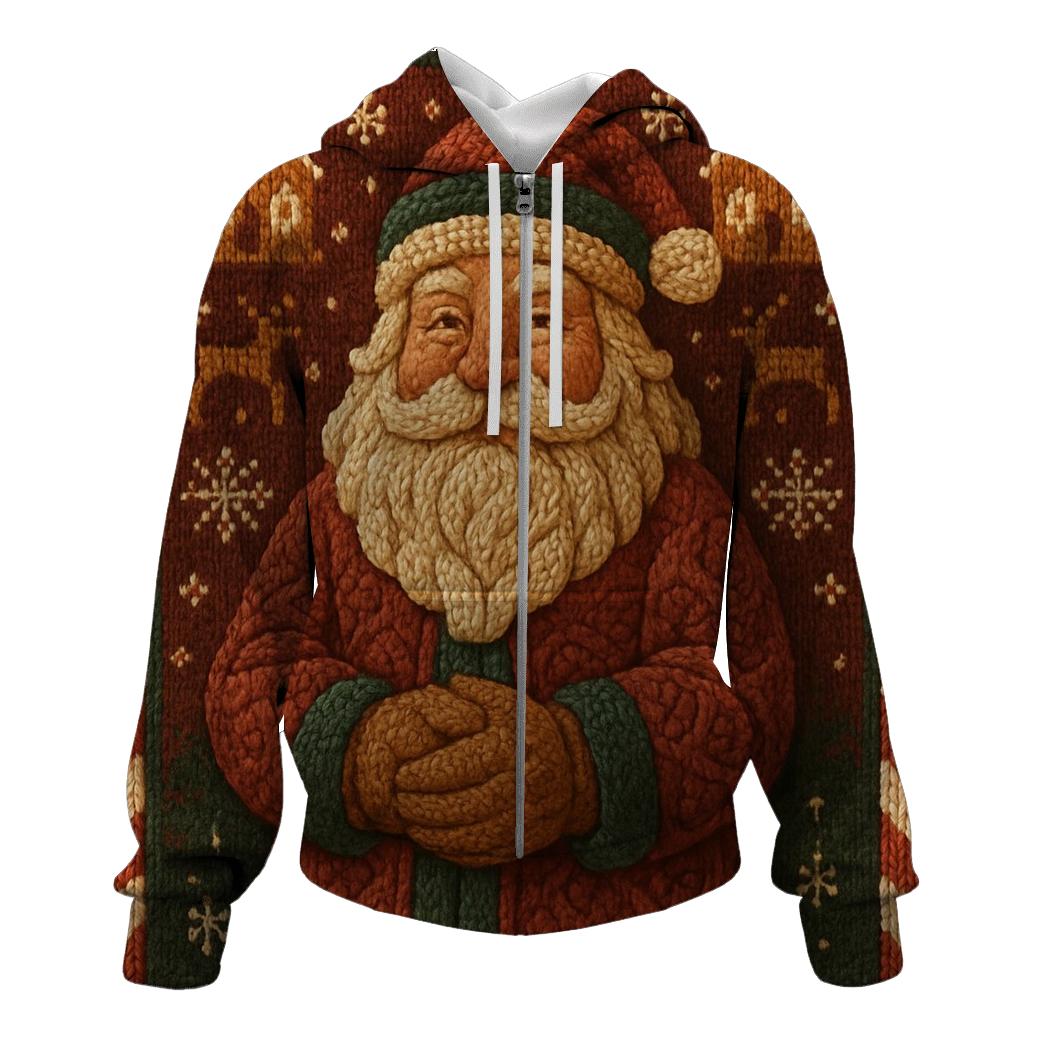 Knitted Pattern Gingerbread Santa pullover hoodies