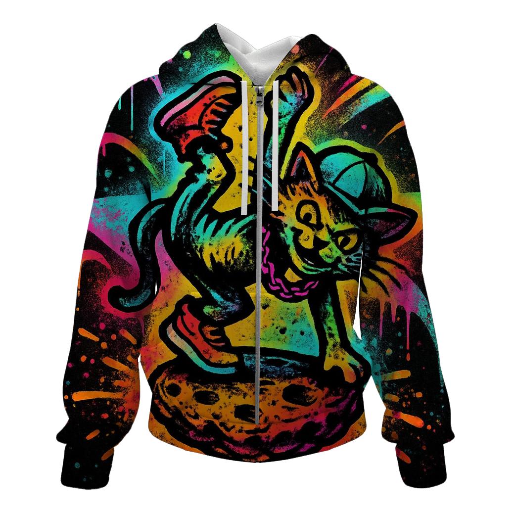 Graffiti Meteor Breakdancer Cat printed hoodies