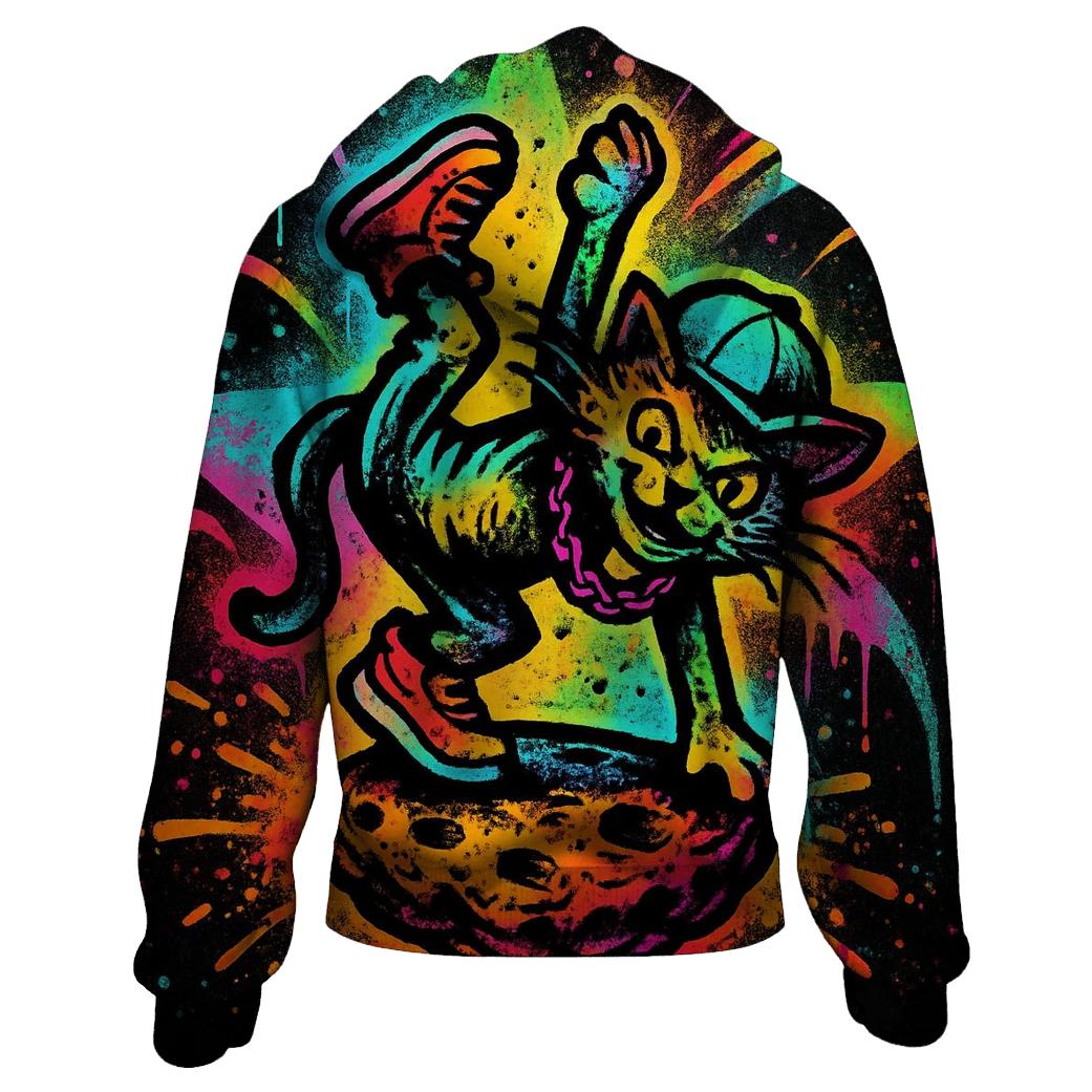 Graffiti Meteor Breakdancer Cat printed hoodies