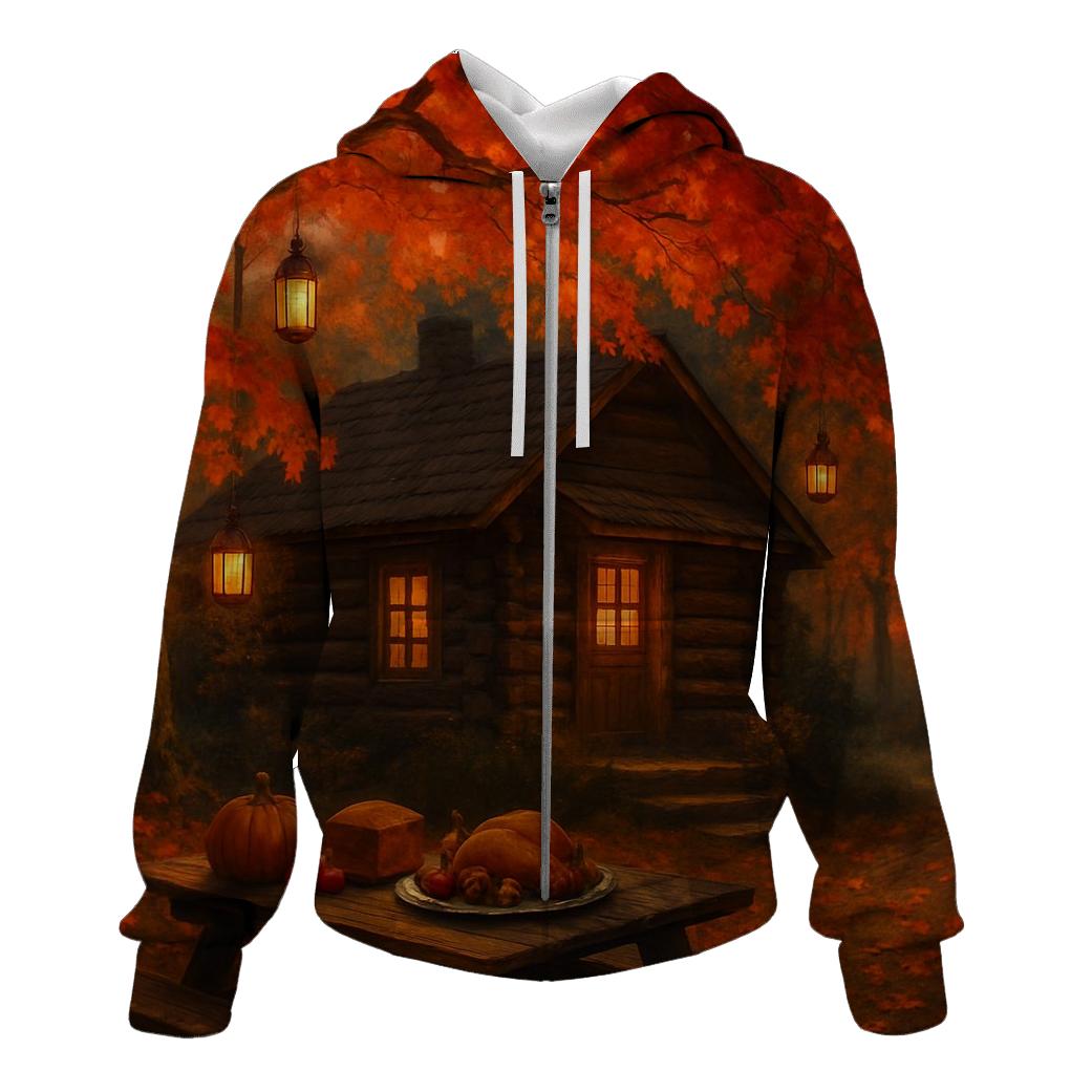 Gratitude Cabin Under Maple Canopy printed hoodies
