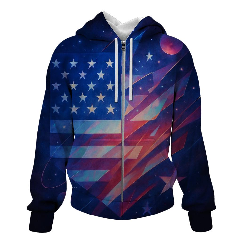 Cosmic Collage Of Stars And Stripes embroidered hoodies