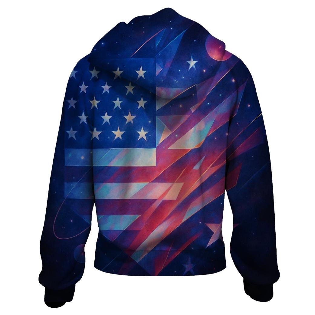 Cosmic Collage Of Stars And Stripes embroidered hoodies