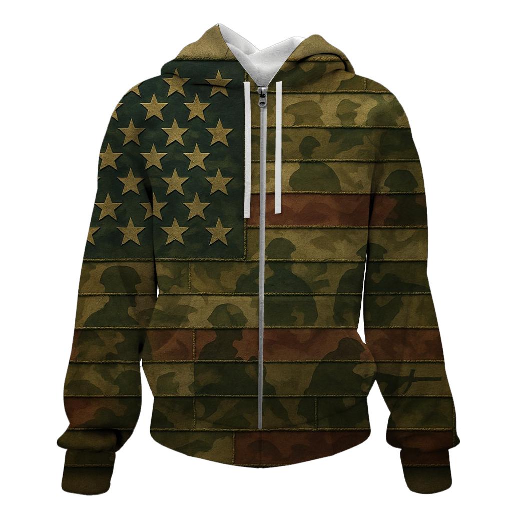 Camouflage Flag Mosaic Of Service embroidered hoodies