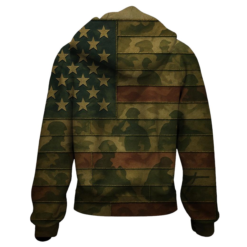 Camouflage Flag Mosaic Of Service embroidered hoodies