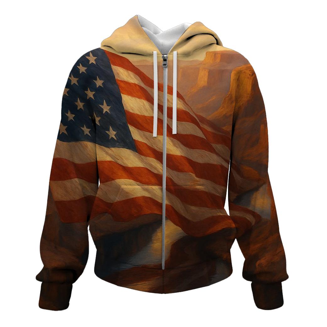 River Canyon Flag Reflection lightweight hoodies