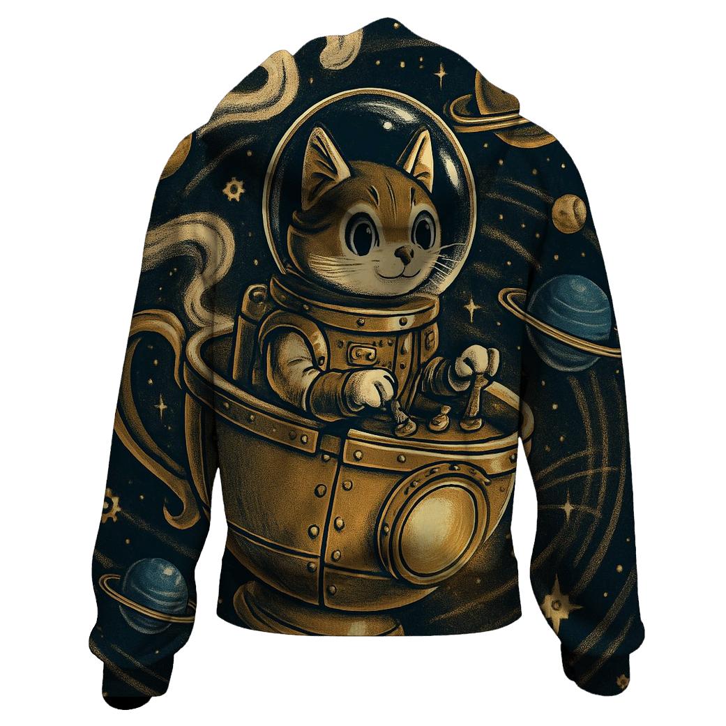 Steampunk Teacup Astronaut Cat lightweight hoodies