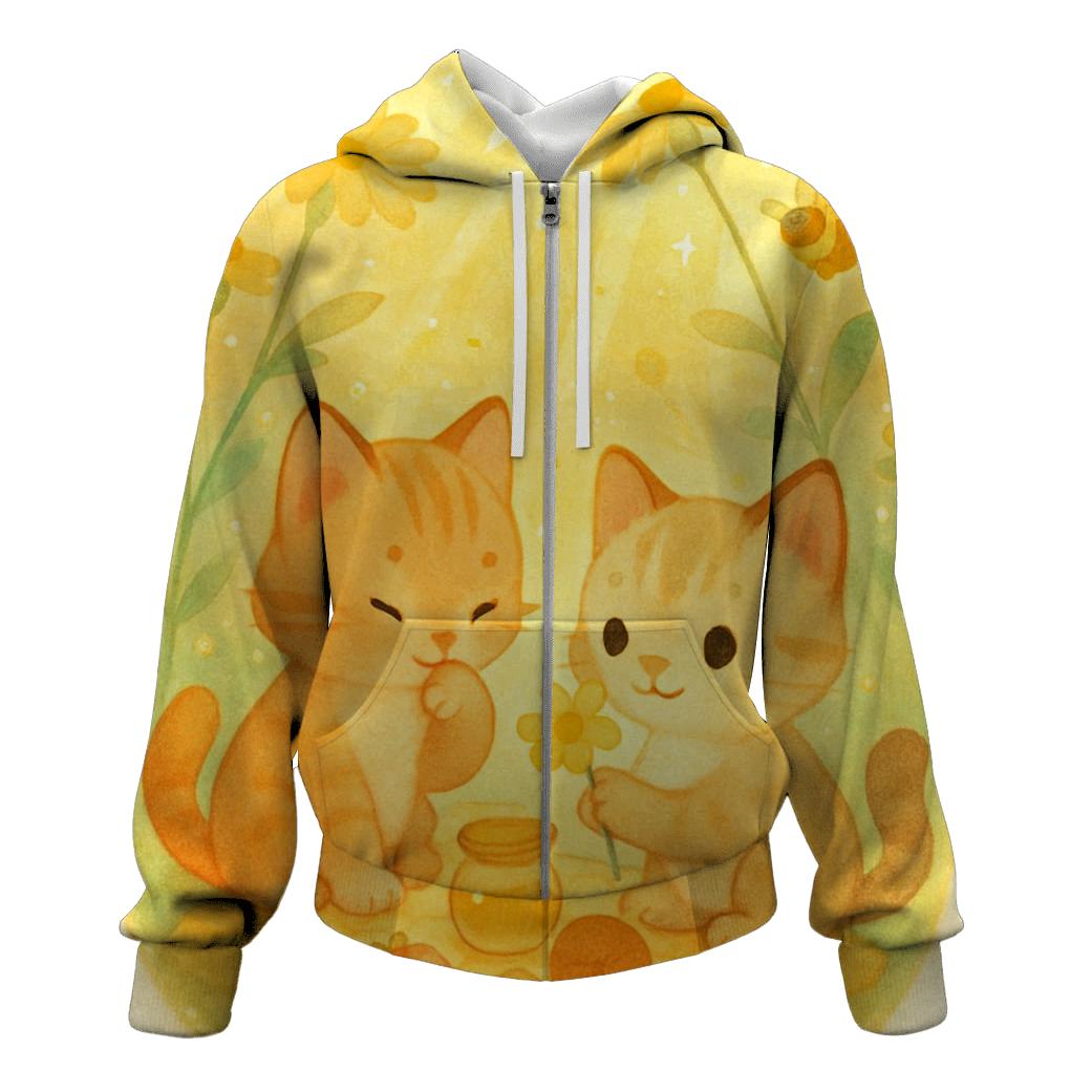 Honey Meadow Pollen Purr Picnic embroidered hoodies