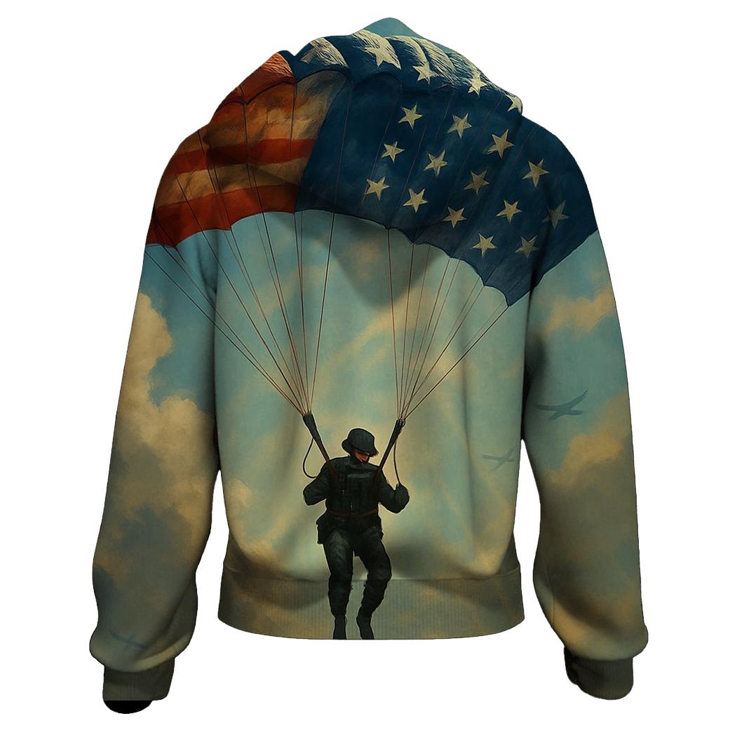 Paratrooper Descent Through Flag Clouds hoodies fashion