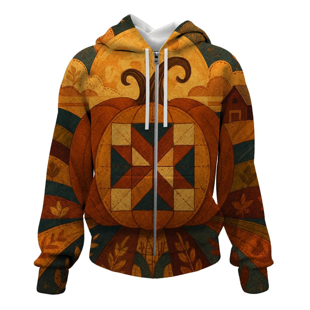 Quilted Harvest Moon Landscape hoodies fashion