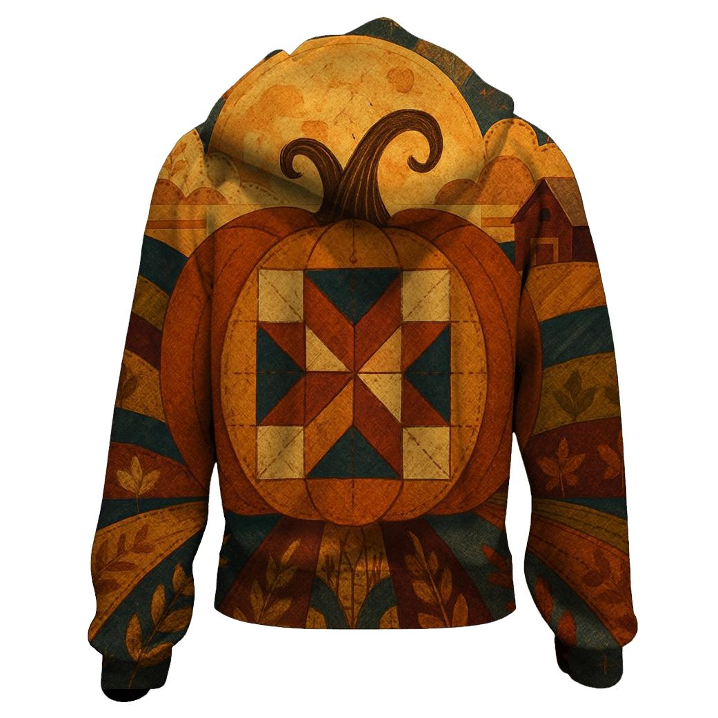 Quilted Harvest Moon Landscape hoodies fashion