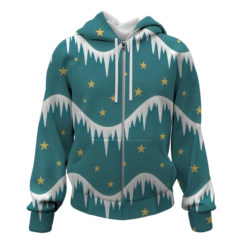 Icicle And Star Garland Wave On Teal Background pullover hoodies
