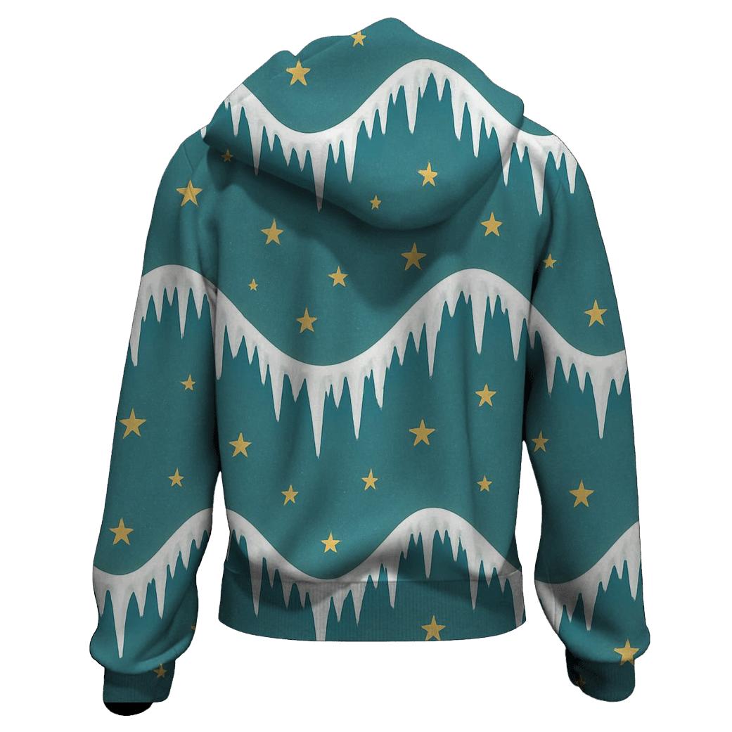 Icicle And Star Garland Wave On Teal Background pullover hoodies