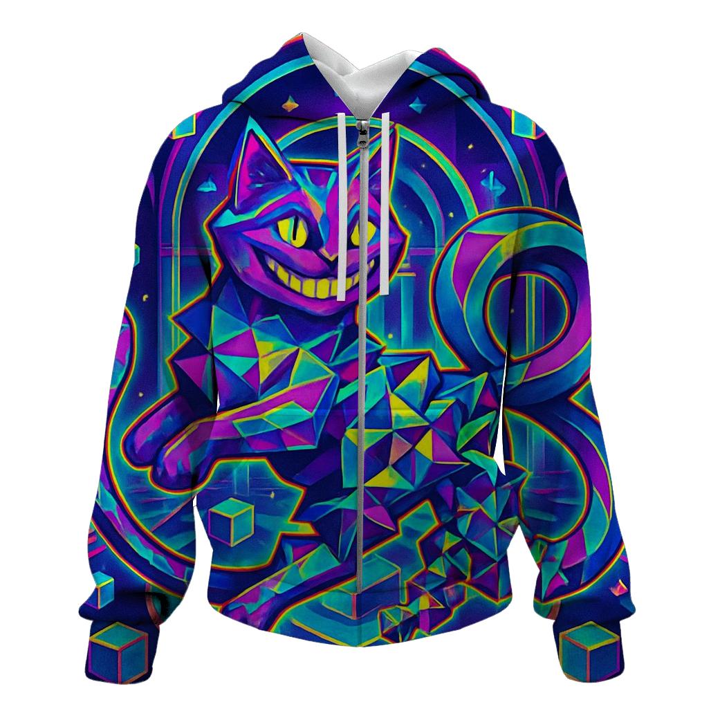 Psychedelic Prism Cheshire Cat designer hoodies