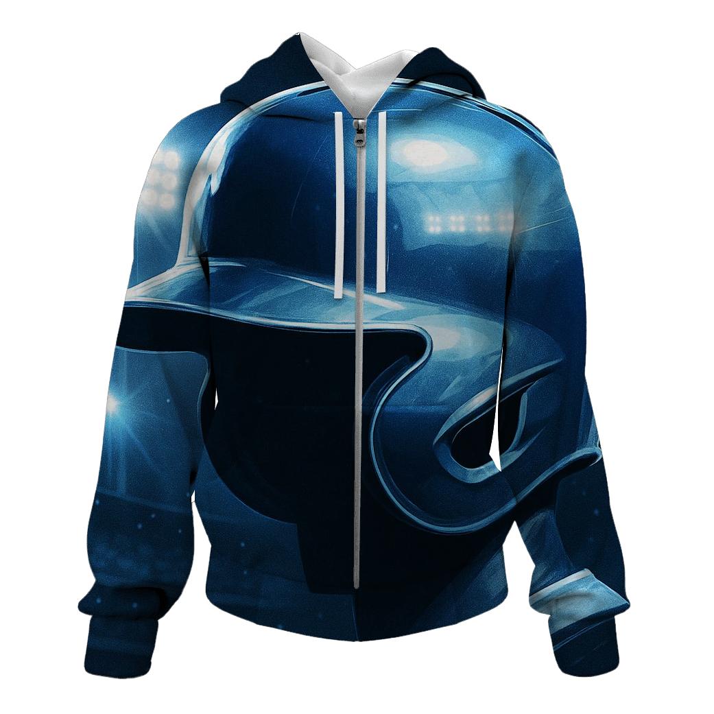 Icy Blue Helmet Reflection Under Floodlights pullover hoodies