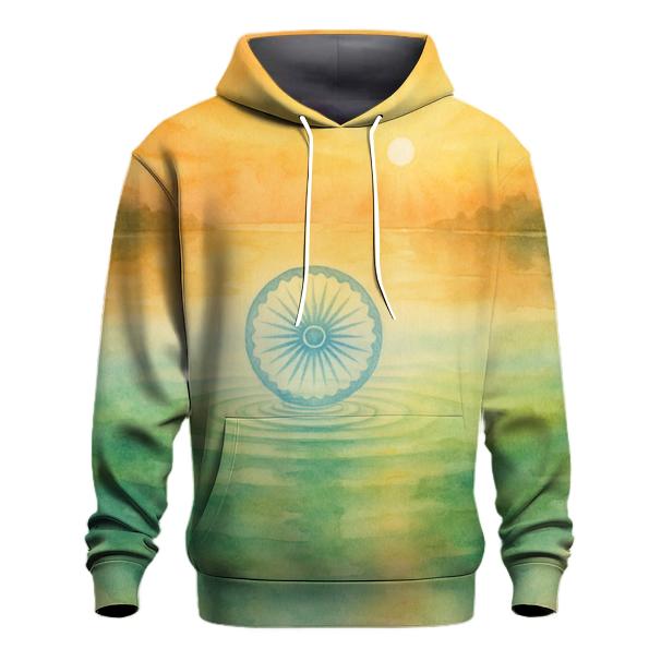 Saffron Watercolor Spirit Of India premium hoodies