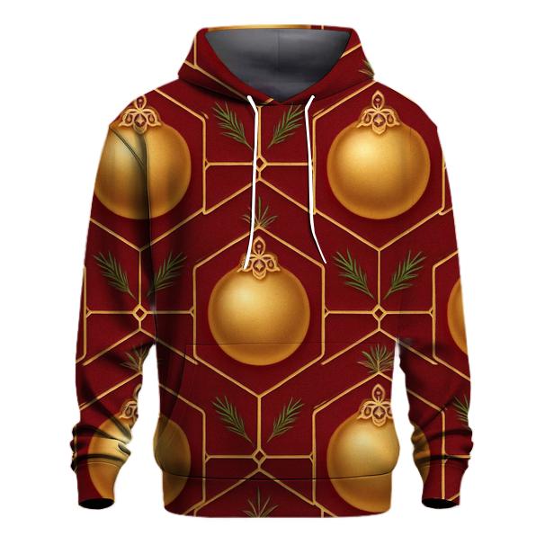 Golden Ornament Medallion Lattice On Deep Red Background hoodie styles
