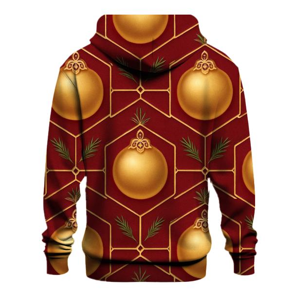 Golden Ornament Medallion Lattice On Deep Red Background hoodie styles