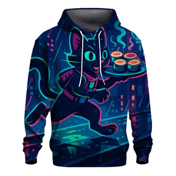 Neon Alley Sushi Courier Cat premium hoodies