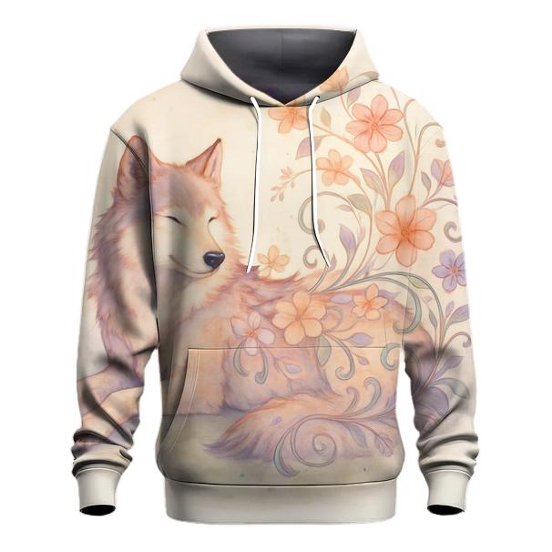 Wildflower Spiral Dream Wolf embroidered hoodies