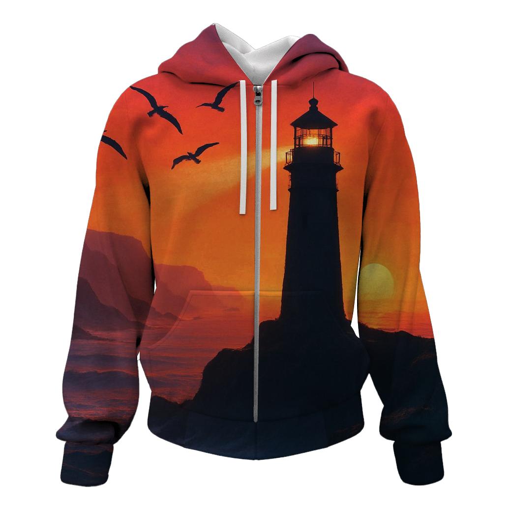Tangerine Lighthouse Mistline zip-up hoodies