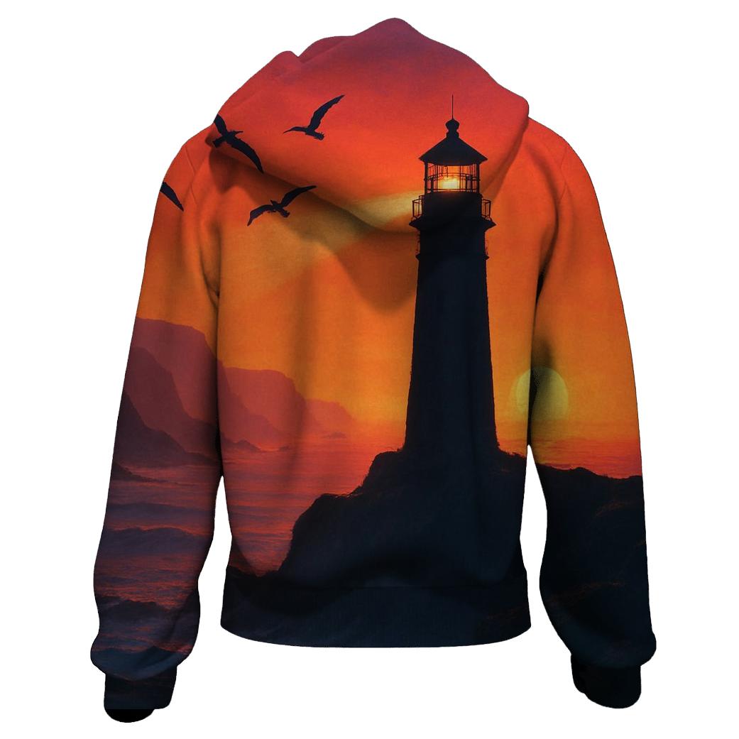 Tangerine Lighthouse Mistline zip-up hoodies