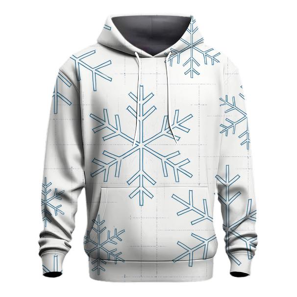 Snowflake Blueprint Grid On White Background hoodie styles