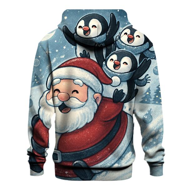 Santa Belly Sleigh Ride With Penguins In Scarves custom hoodies
