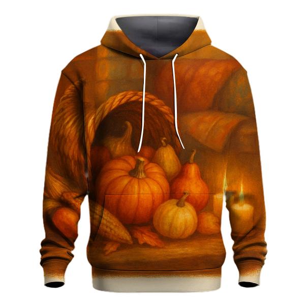 Candlelit Cornucopia Hearth printed hoodies