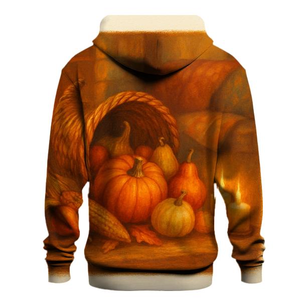 Candlelit Cornucopia Hearth printed hoodies