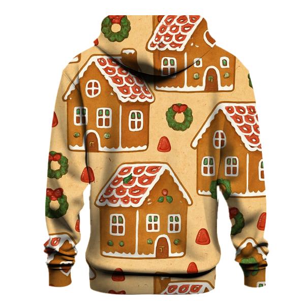 Gingerbread House Block Repeat On Warm Beige Background graphic hoodies