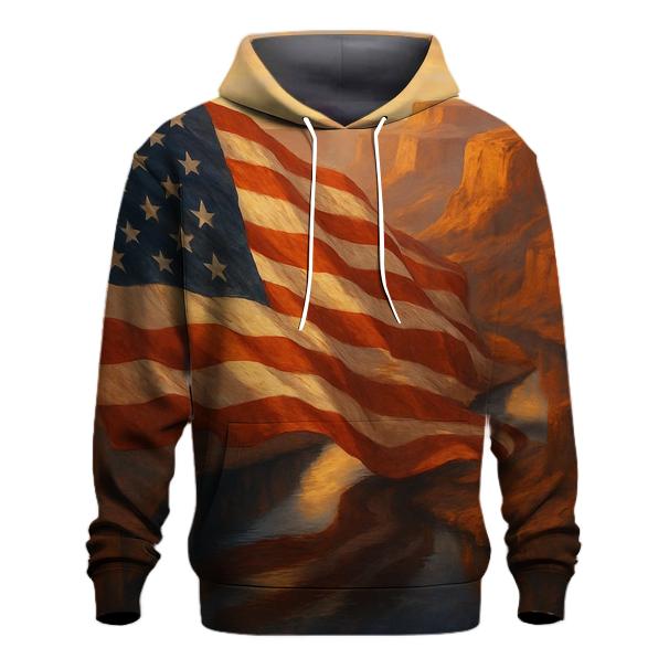 River Canyon Flag Reflection embroidered hoodies