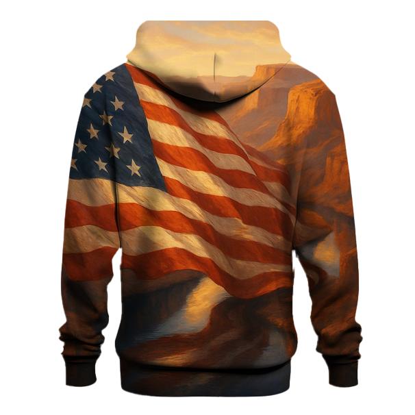 River Canyon Flag Reflection embroidered hoodies