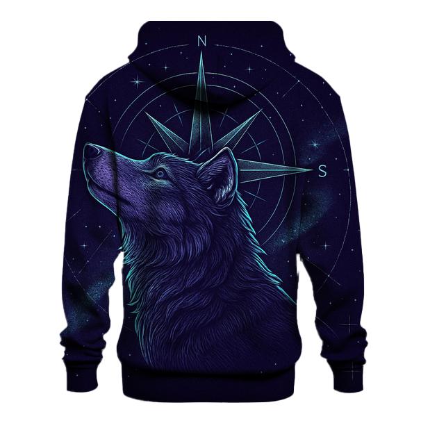 Celestial Navigator Wolf Compass graphic hoodies