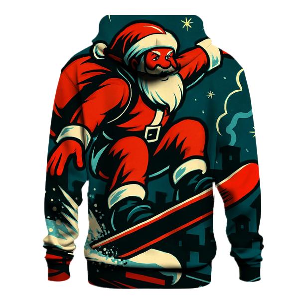 Snowboard Santa Skyline Leap embroidered hoodies