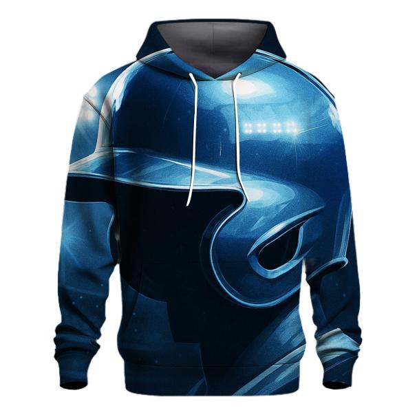 Icy Blue Helmet Reflection Under Floodlights embroidered hoodies