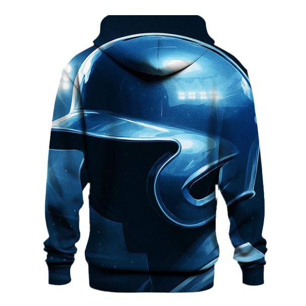 Icy Blue Helmet Reflection Under Floodlights embroidered hoodies