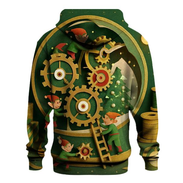 Giant Snow Globe Workshop With Miniature Elves Inside Ornament Gears heavyweight hoodies