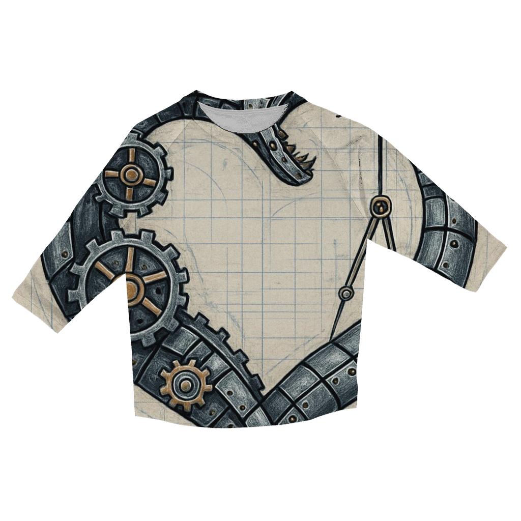 Clockwork Ouroboros Blueprint Heart designer 3/4 sleeve blouses
