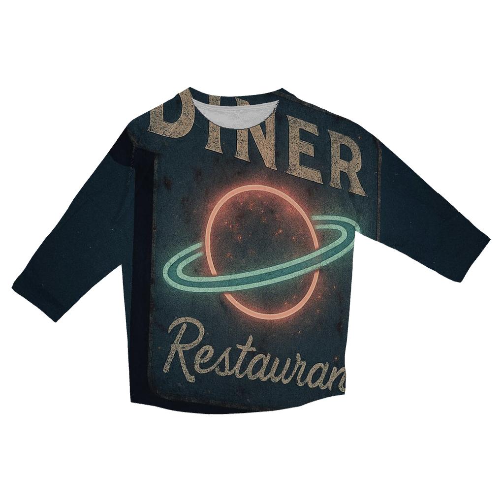 Retro Cosmic Diner Neon Sign trendy 3/4 sleeve tops