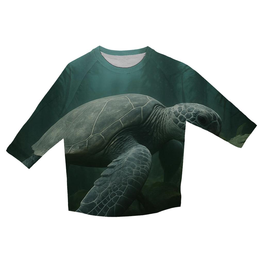 Kelp Forest Glide Green Sea Turtle casual three quarter sleeve shirts