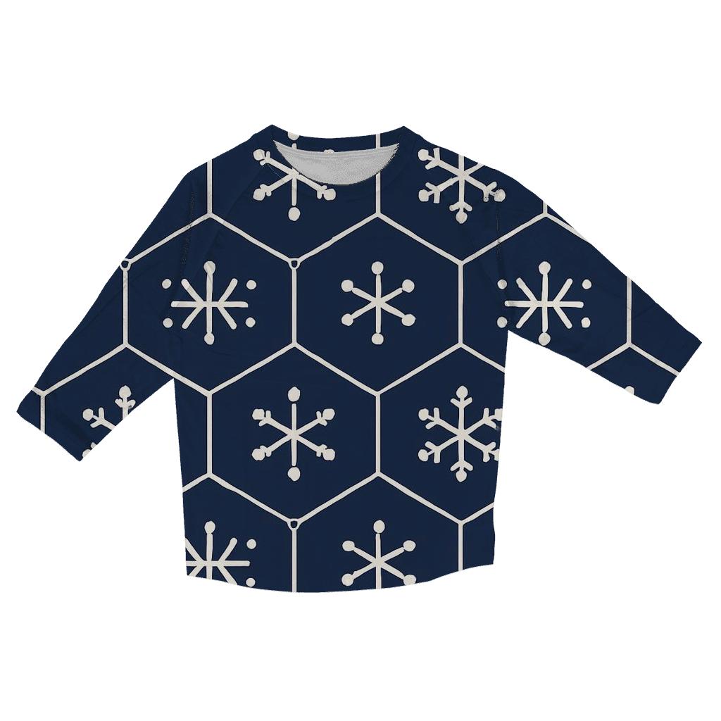 Snowflake Lattice Night Sky Tiles personalized 3/4 sleeve tees