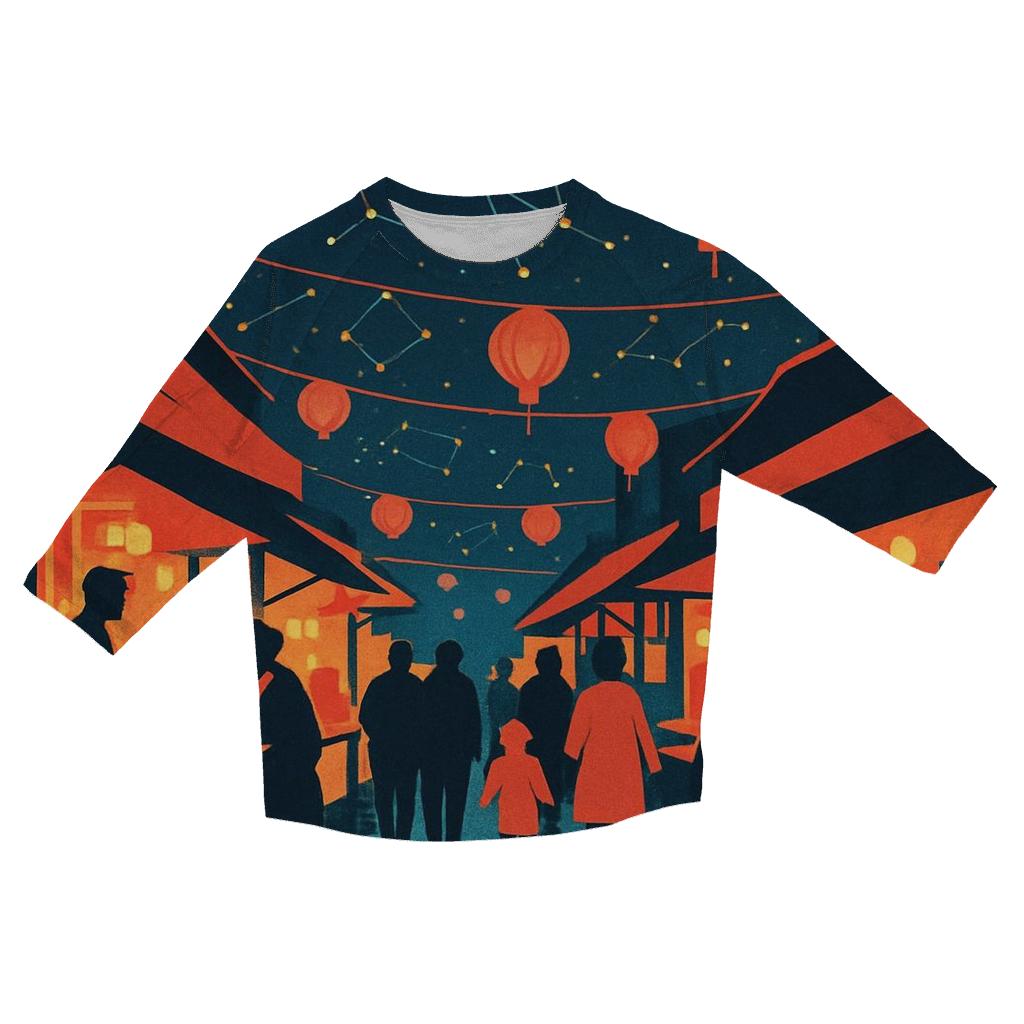 Neon Night Market Constellations casual three quarter sleeve shirts
