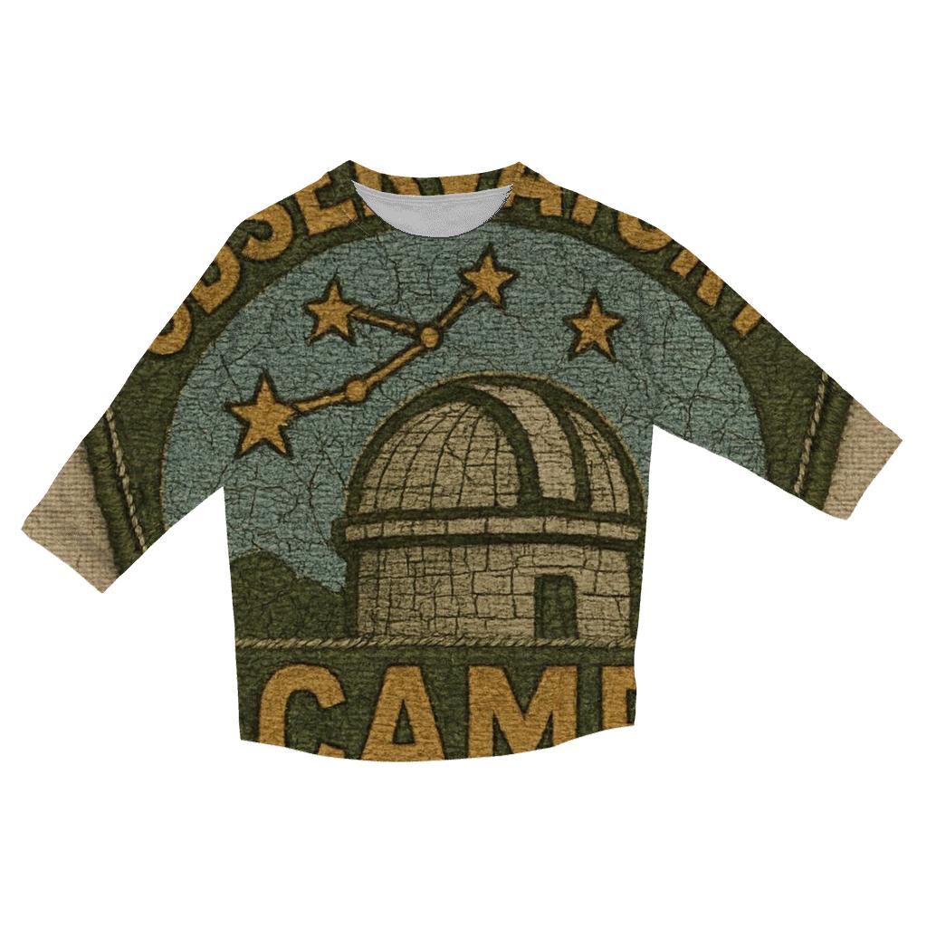 Distressed Observatory Camp Patch trendy 3/4 sleeve tops