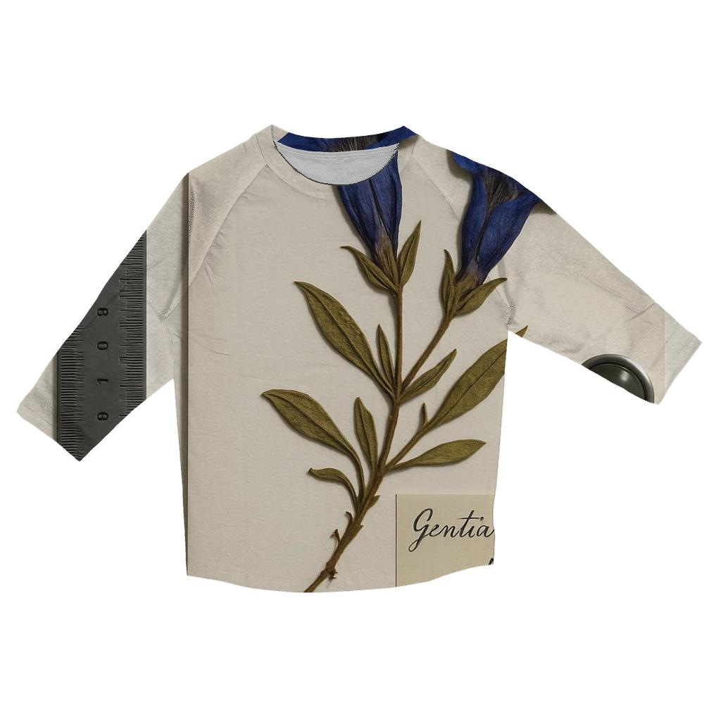 Pressed Herbarium Sheet With Alpine Gentian stylish quarter sleeve tops