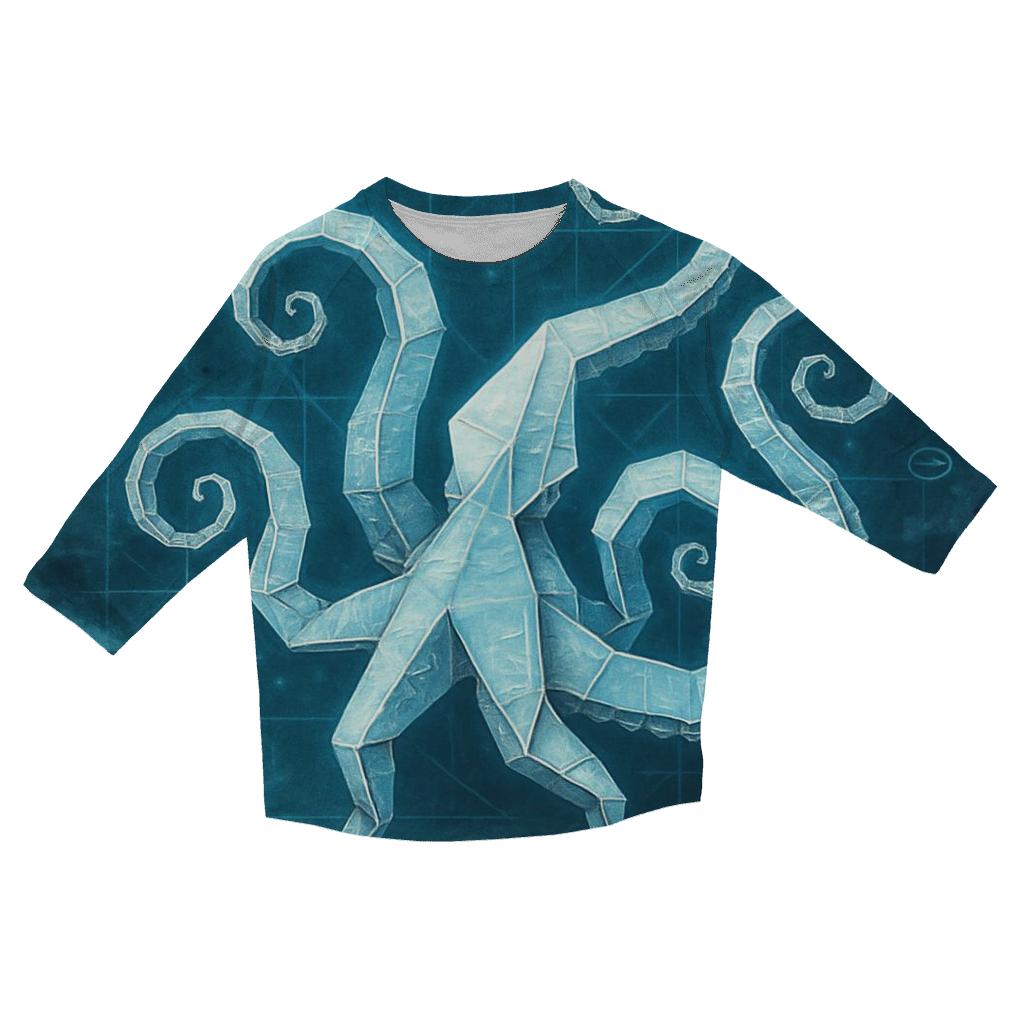 Origami Kraken Blueprint trendy 3/4 sleeve tops